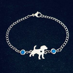 Puppy Dog Heart chain bracelet or anklet with rhinestone charms